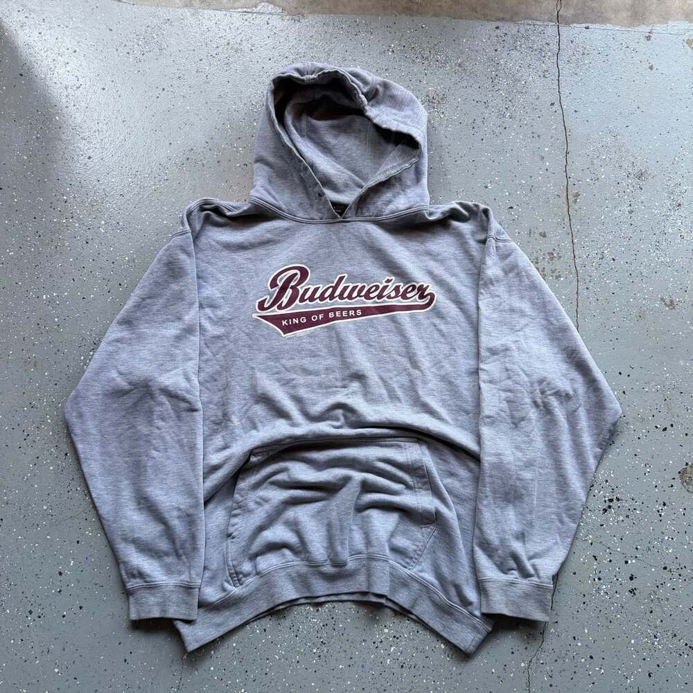 Attitude Budweiser Hoodie Size L Grey King Of Beers Pullover